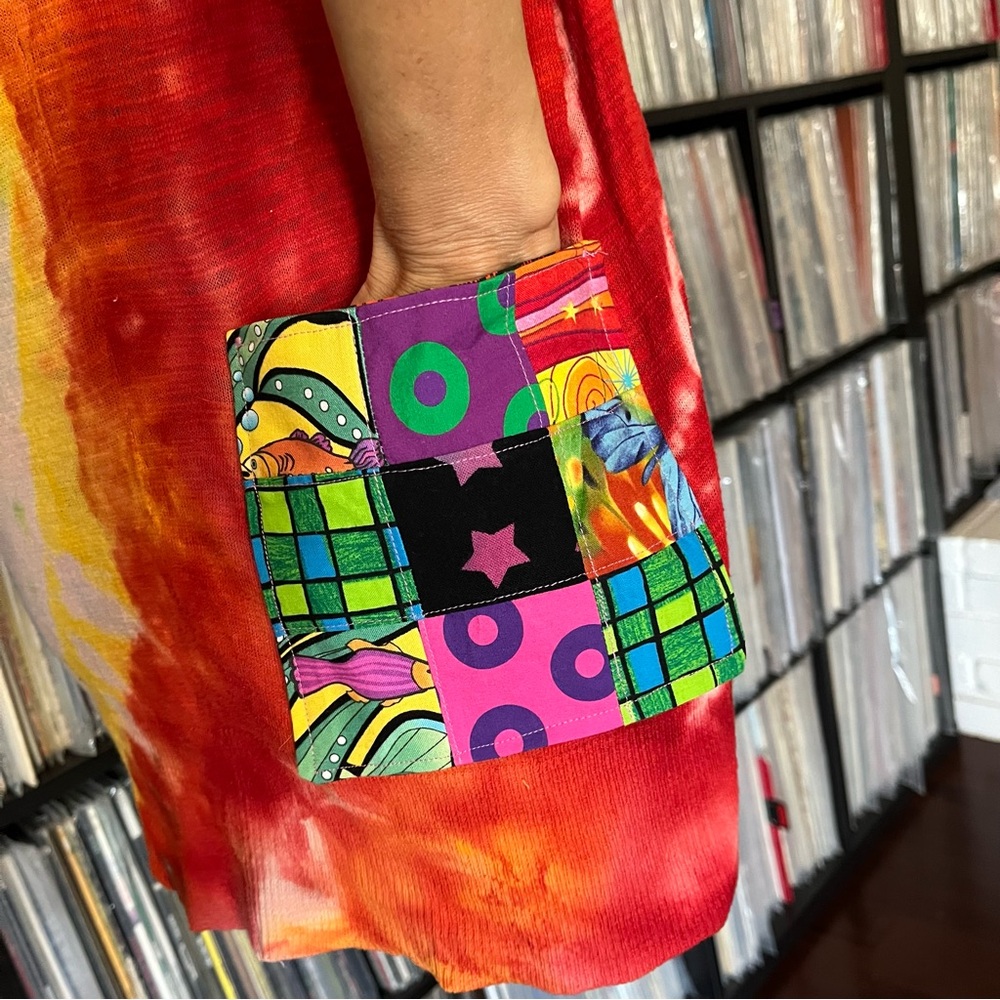 patchwork pockets vest sleeveless phish donuts ⭕️🌈♻️ soft cozy festival
